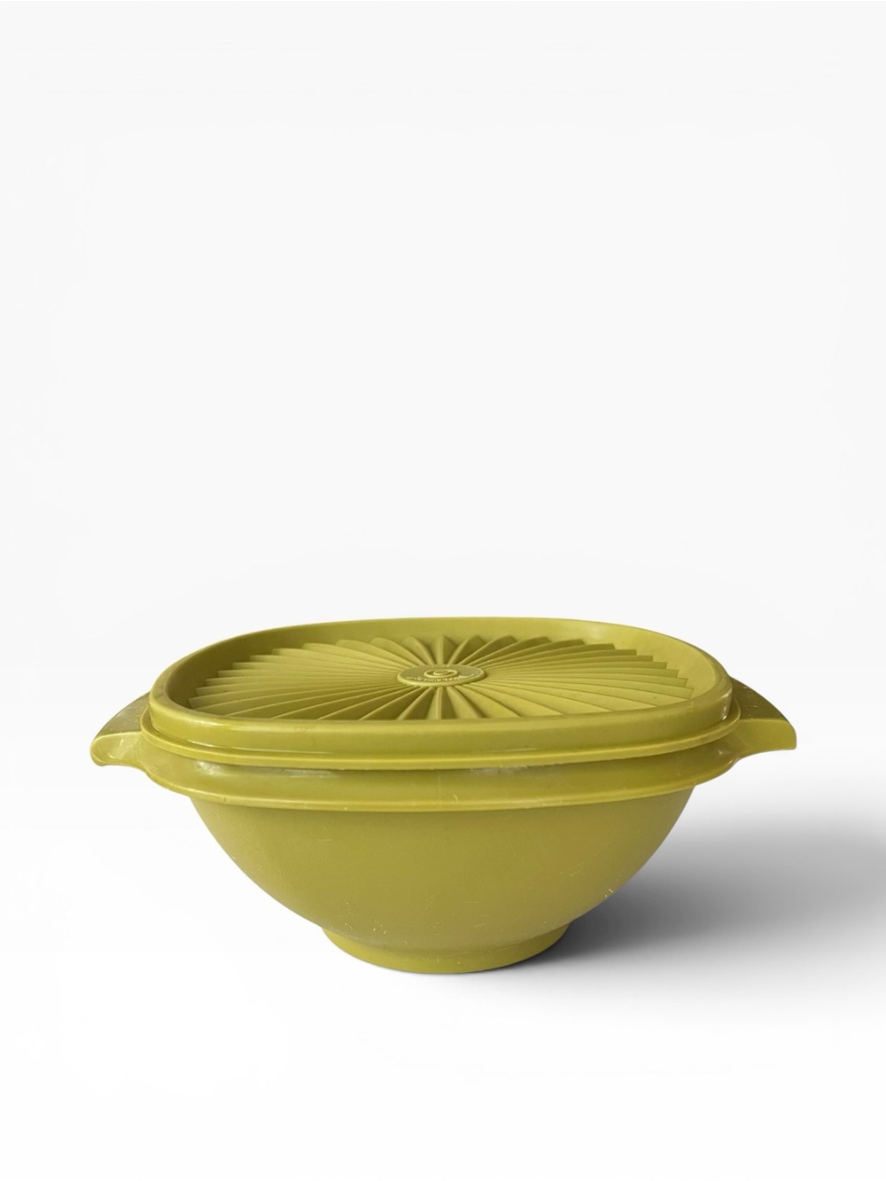 Tupperware Olive Green Servalier Bowl #840 and Lid #841 Vintage Kitchen Storage